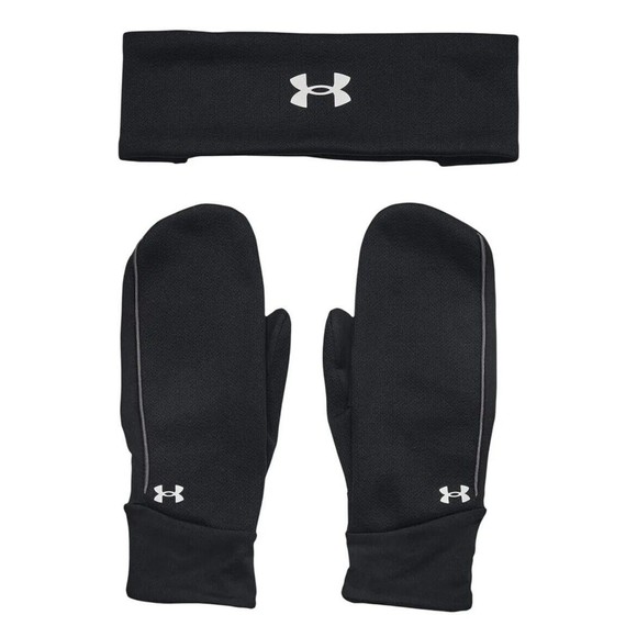 Under Armour Womens Headband Mitten Glove Set Black Size L/XL - Picture 1 of 3